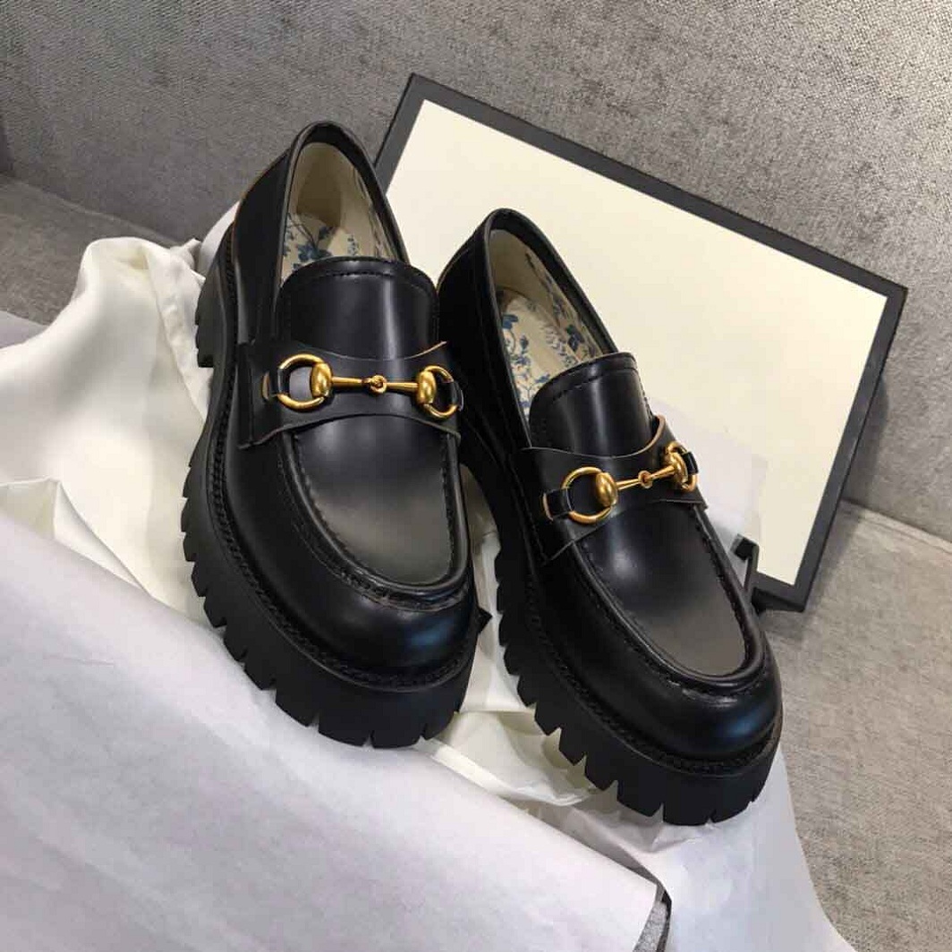 

Comfort Lug Sole Loafers Dress Sandals Shoes Black White Soft Leather House's Gold-tone Casual Walking Lady Lamb Moccasins EU35-40