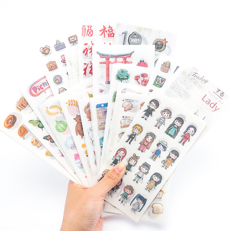 

Stickers Aesthetic Kawaii Cartoon Hand Account Japanese Paper Scrapbooking bullet journal Album Decorative Collage stationery