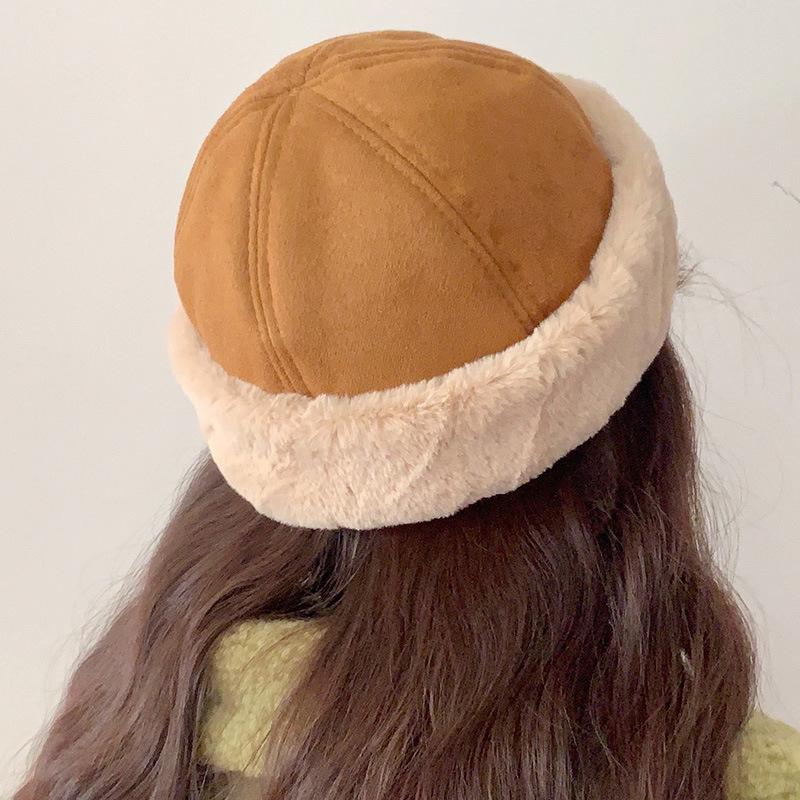 

Winter Women Warm Suede Velvet Beanie Hat Solid Color Plush Cuffed Brimless Skull Cap for Lady CL028