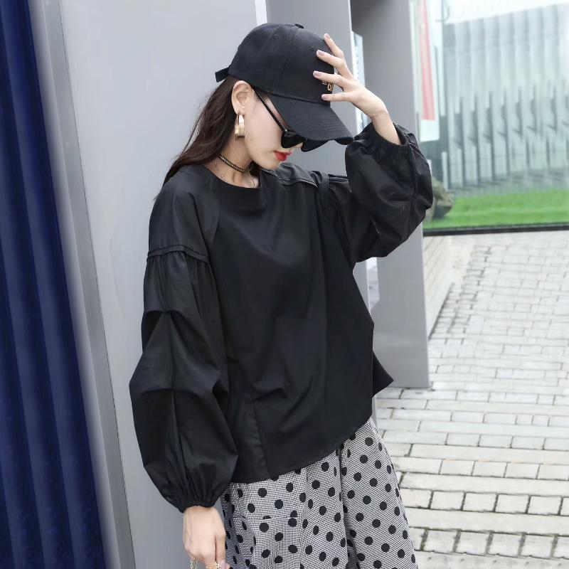

Long-sleeved T-shirts for women in a reduced-age top A490, Black