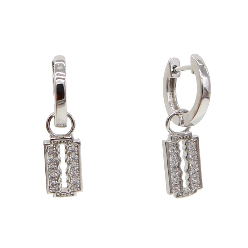 

new design Blade shape Dangle Earrings Polished Silver color Finish Pewter