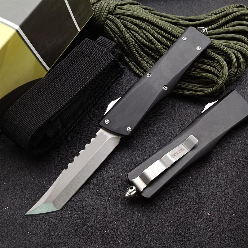 

On Sale! MT Hellhound Blade AUTO Tactical Knife D2 Tanto Point Stone Washed Blade 6061-T6 Handle EDC Pocket Knives