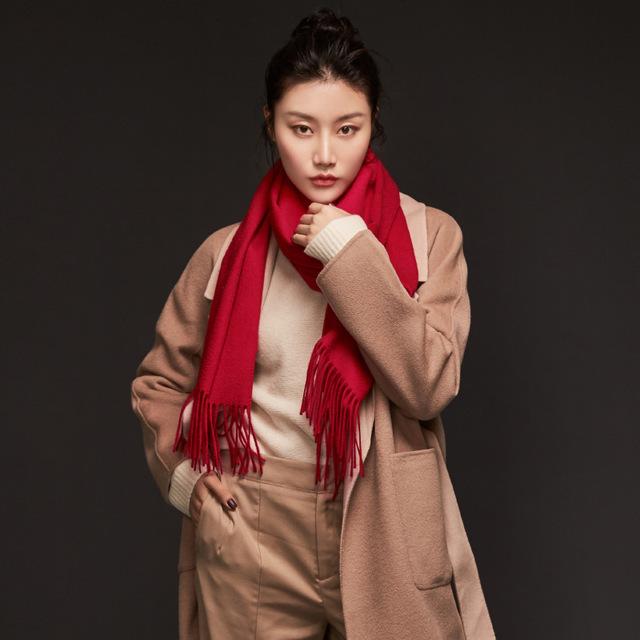 

Chubby Girl Women's pure color wool scarf by Inner Mongolia Autumn and winter warm plain shawl warm neck 20101040