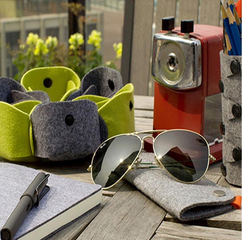 

DIY Snap Button Felt Basket Desk Organizer Storage Makeup Bags Tool Three-dimensional Type Sundries
