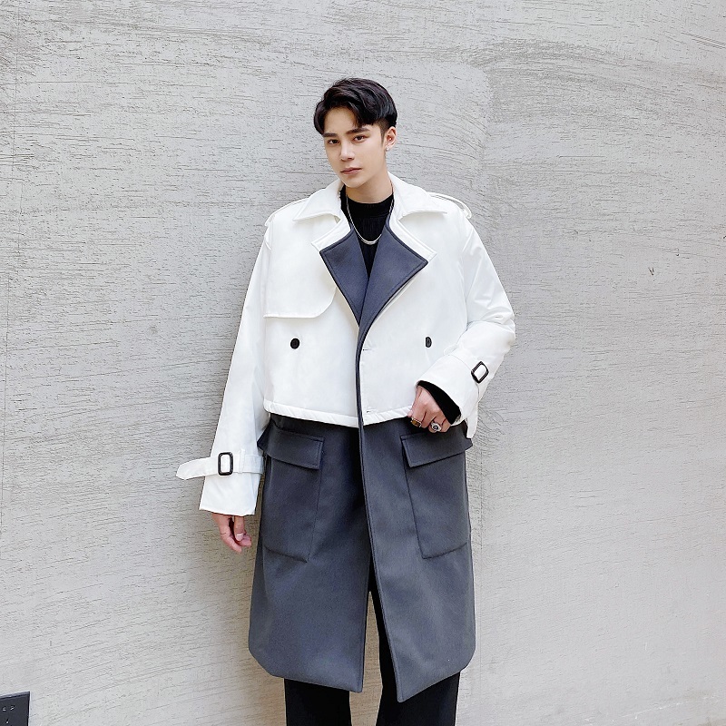 

2020 of 2 Pieces Cotton Quilted Short Wool Trench Coat Men's Sweater Streetwear Vintage Jacket Outerwear 5cyq, 3817