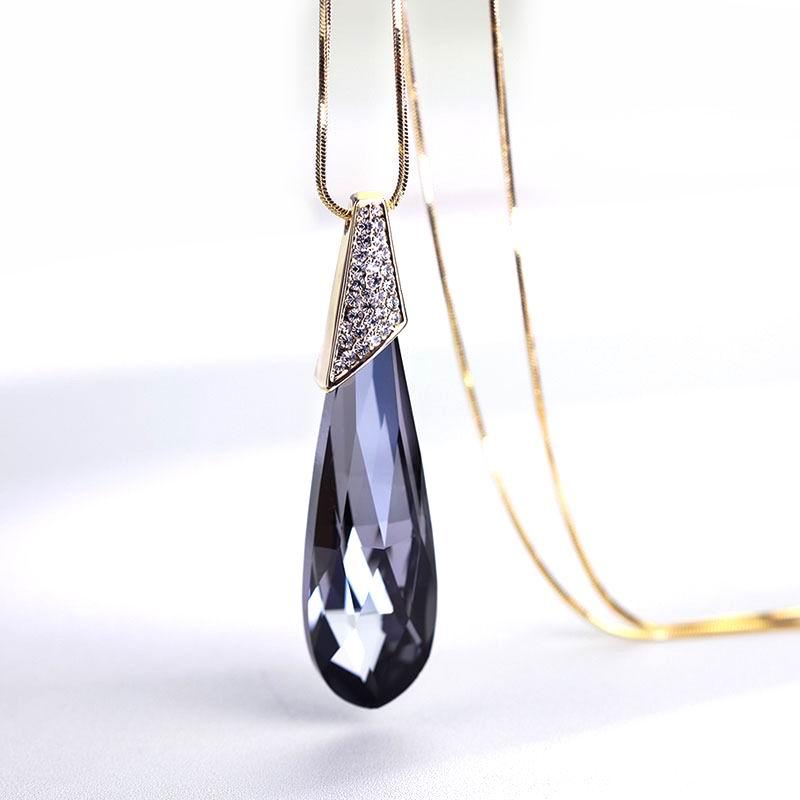 

Big Crystal Sweater Chain Long Necklace Women New Fashion Jewelry Accessories With Water Drop Pendant Bijoux