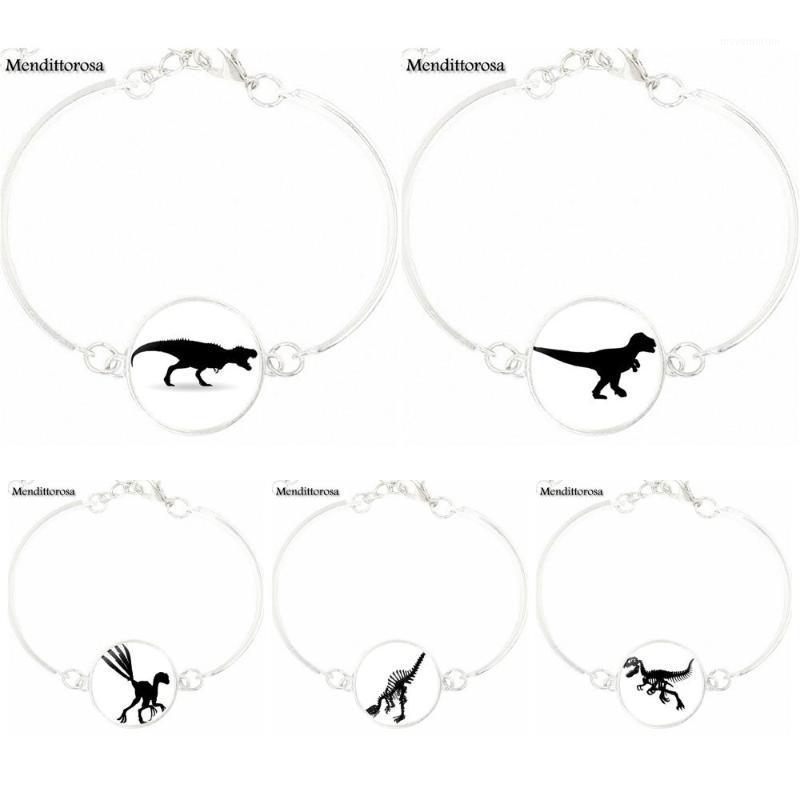 

Bracelet Bangle With Silver Plated Glass Cabochon Long Statement Bracelet Bangle For Women Girls Dinosaur Photo1