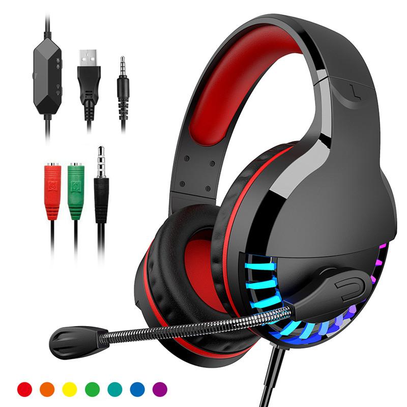 

3.5mm Gaming Headset Mic LED Headphones Stereo USB Wired Gamer Headphone with 50MM Driver For Computer PC Laptop XBOX / PS4, Green