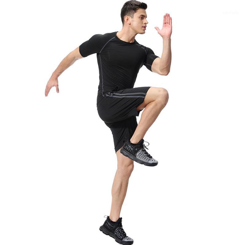 

Sports sets gym suit man Trainning outfit Fitness bodybuilding Tops Compression motion shorts workout 2 piece gym-cloth men sets1, Red a12 1652