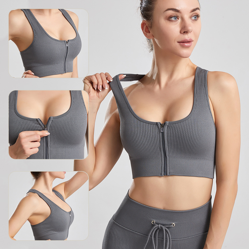 

Gym Clothes Womens Underwears Tanks Camis Yoga Sports Bra Shockproof Running High-strength Fitness Workout I-shaped Sexy Padded Tops Vest, Brown