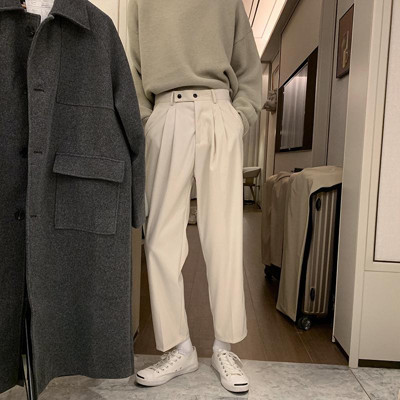 

Men' Pants Prowow 2021 Spring Men Solid Straight Loose Trousers Male All-match Simple Nine Points Korean Style Suit, Khaki