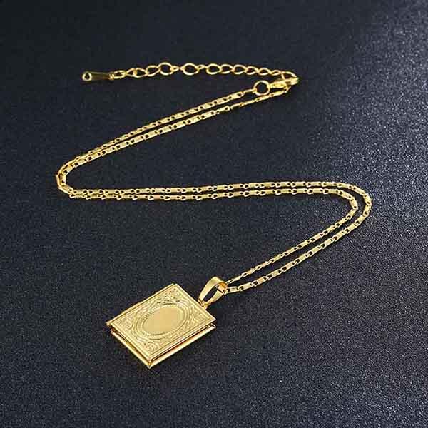 

Women Men Necklace Photo Frame Pendant Necklace Muslim Islamic Jewelry Gifts H9