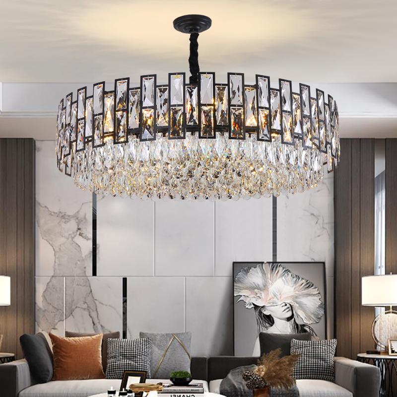 

Modern Crystal Chandelier for Living Room Dining Room Black Light Round Lustre led Chandeliers Kitchen Bedroom Indoor Lighting