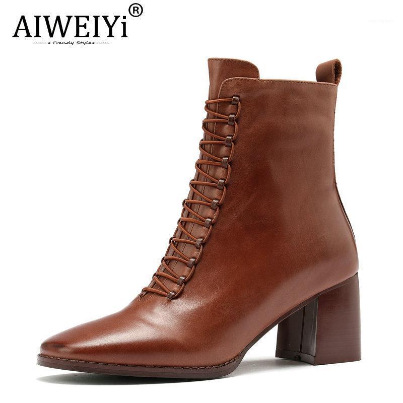 

AIWEIYi Motorcycle Boots Black Brown Genuine Cow Leather Ankle Boots Zip Design Autumn Winter1, Whitewinter