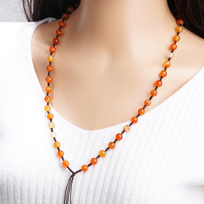 

Chokers Vintage Red Rhinestone Natural Stone Beaded Hand Made Boho Neck Choker 68cm Chains Clavicle Necklaces For Women Girls Jewelry