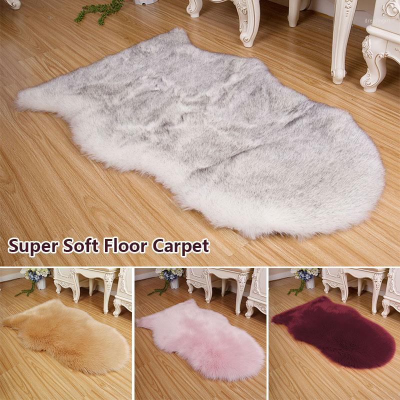 

Plush Floor Mat Chair Mat Rug Carpets Fluffy Home Hairy Sheepskin Ornament Durable Washable Non Slip Fashion Decoration1, Wine red