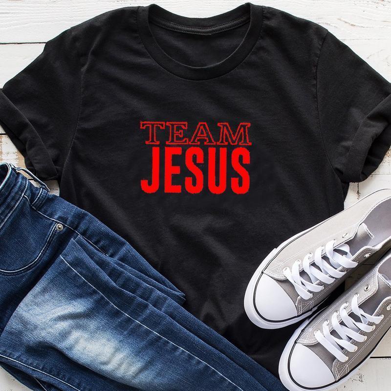

Team Jesus Letter Print Shirts Women Christian Believe Aesthetic T-shirt Streetwear Fashion Tshirt Pure Cotton Tops Drop Ship1, Pink