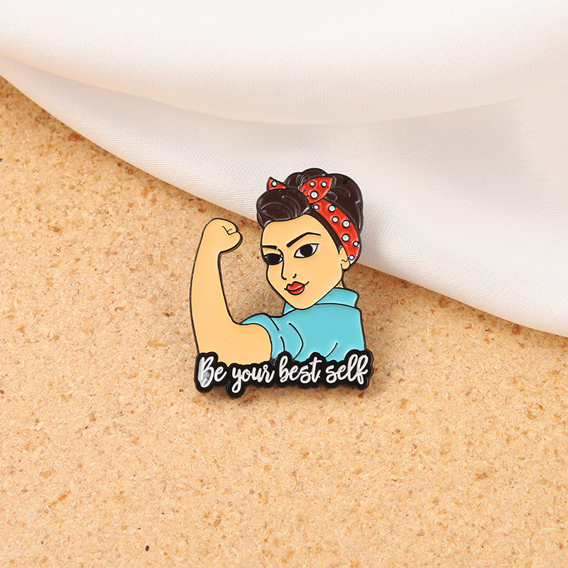 

Independent Women Enamel Pin Strong Body Be Your Bestself Brooches Backpack Lapel Pin Accessories Badge Jewelry Gift Girls, As picture