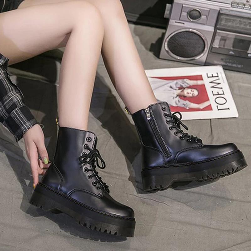 

Autumn Winter Platform Boots For Boots PU Leather Shoes Women Winter Female Shoes 2021 Fashion Women Ankle, 9016whitenofur