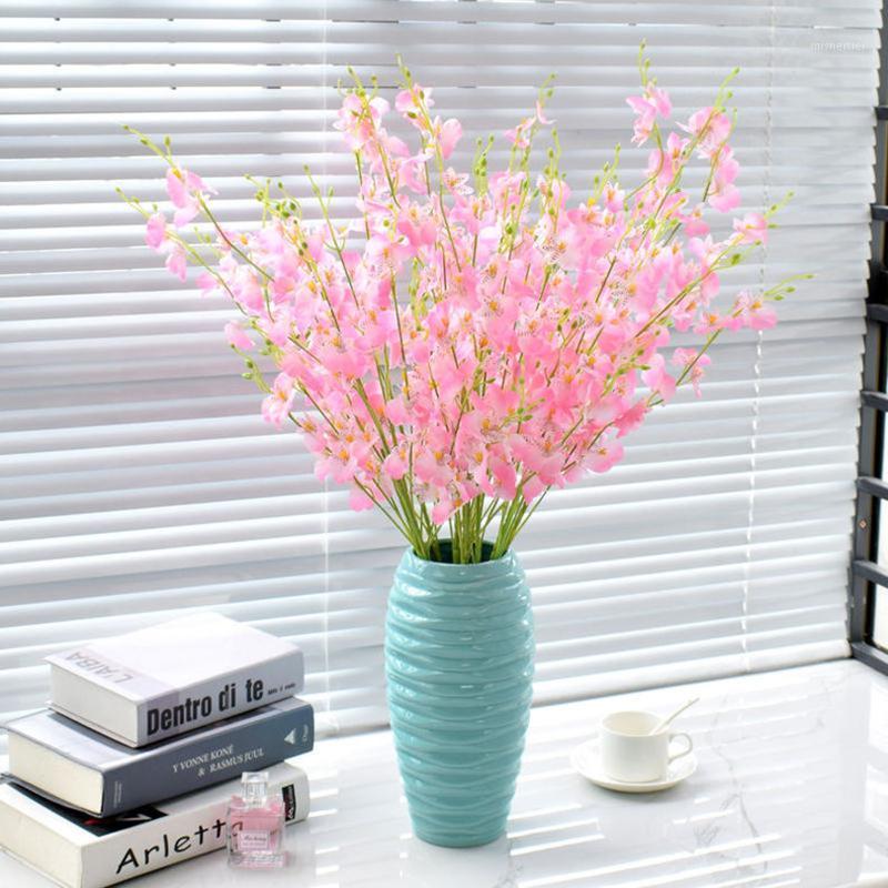 

ST Simulation flower dancing orchid indoor green plant decoration potted plastic flower wedding party home decoration1, Blue