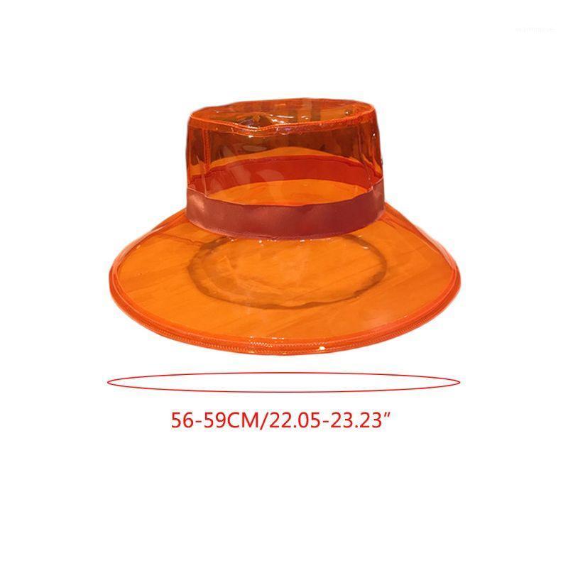 

Unisex PVC Transparent Bucket Hat Bright Jelly Wide Brim Waterproof Rain hat B95F1, Black