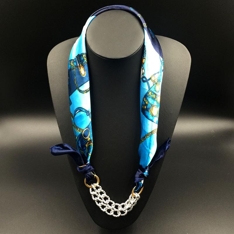 

Pattern Printed Silk Shawl Acrylic Gold Plated Pendant Women Scarf Accessory Simple Style Elegant Women 2020 Autumn New Fashion