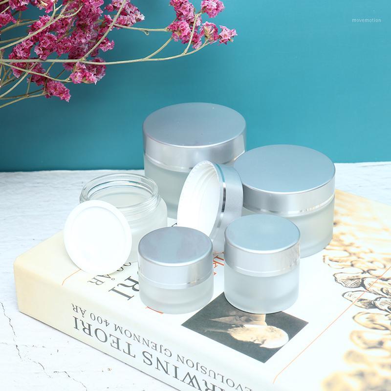 

1PC 5/10/20/30/50g Cosmetics Jar Box Makeup Cream Nail Art Cosmetic Container Round Bottle Portable Frosted Glass Jar Pot1
