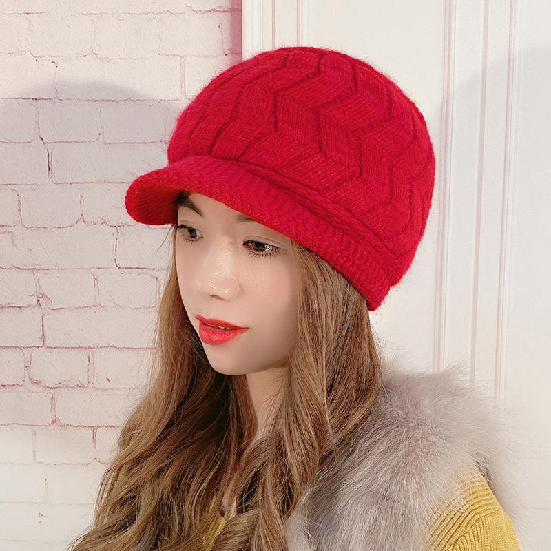 

Embroidery parent-child model warm hat knitting hat outdoor sports letters, White