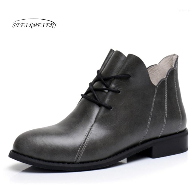 

Women Genuine Leather Ankle Boots Comfortable quality soft Shoes Brand Designer Handmade big US 9.5 with fur 2020 spring1, White