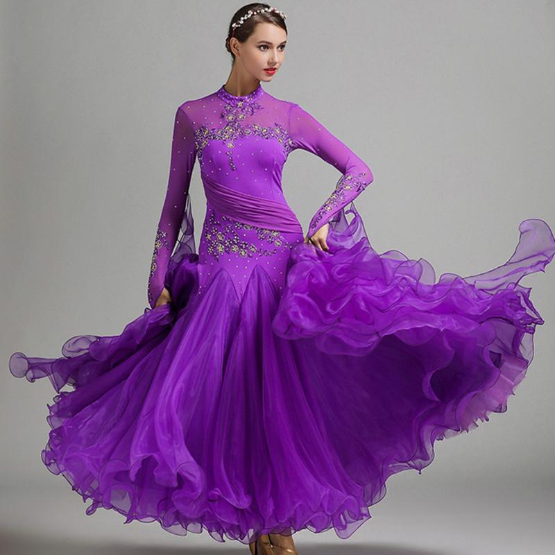 

blue ballroom dance dresses women waltz dress fringe standard ballroom dress foxtrot luminous costumes rumba long