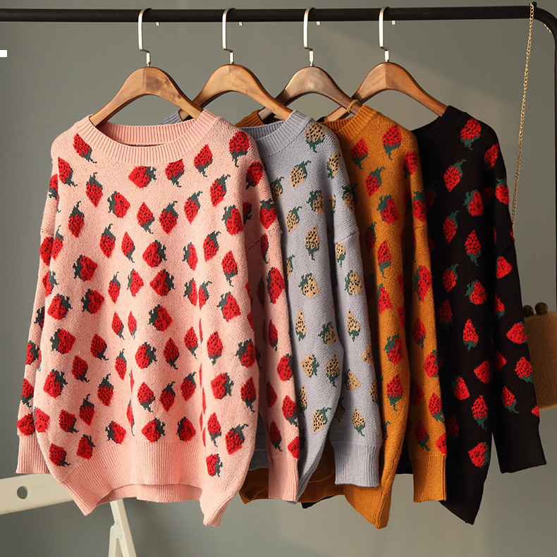 

Pink 2021 New Strawberry Sweater Luxury Designer Woman Clothes 7v6r E0BK