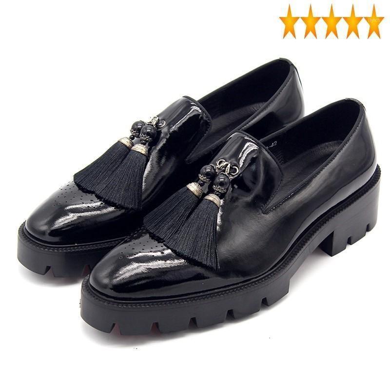 

On Slip New Tassel Arrival Loafers Men Thick Platform Black Mocasines Hombre High Quality Leather Formal Shoes Plus Size1