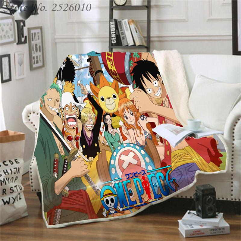 

Throw blanket Anime One Piece 3D Velvet Plush Blanket Bedspread For Kids Girls Sherpa Couch Quilt Cover Travel 04