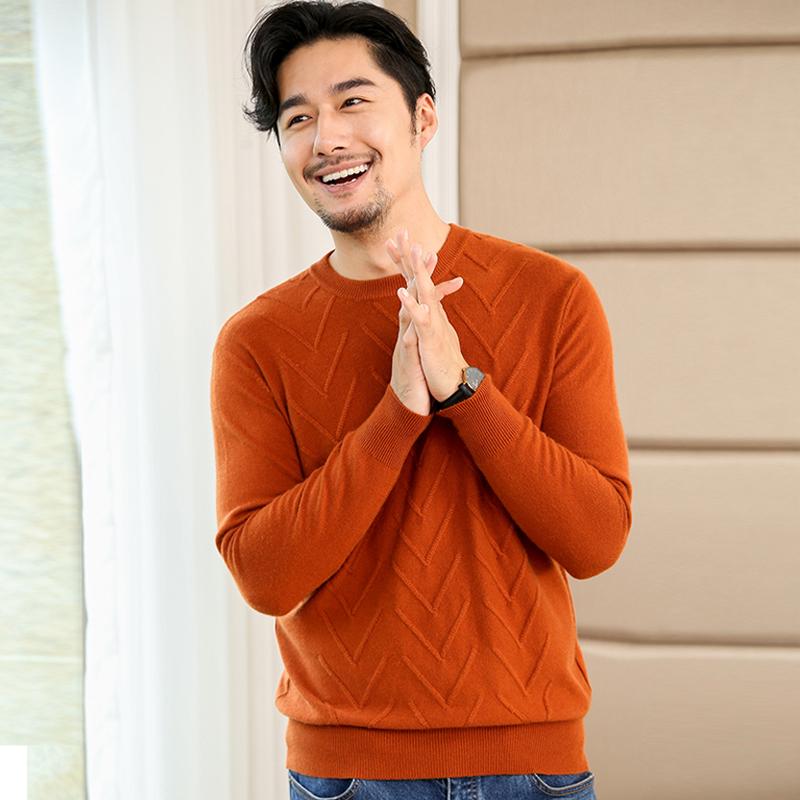 

Men 2020 Autumn Winter New Casual Solid Thick wool Sweater O-Neck Cashmere Pullovers Men Outfit Fashion Slim Fit Warm Sweater, Black