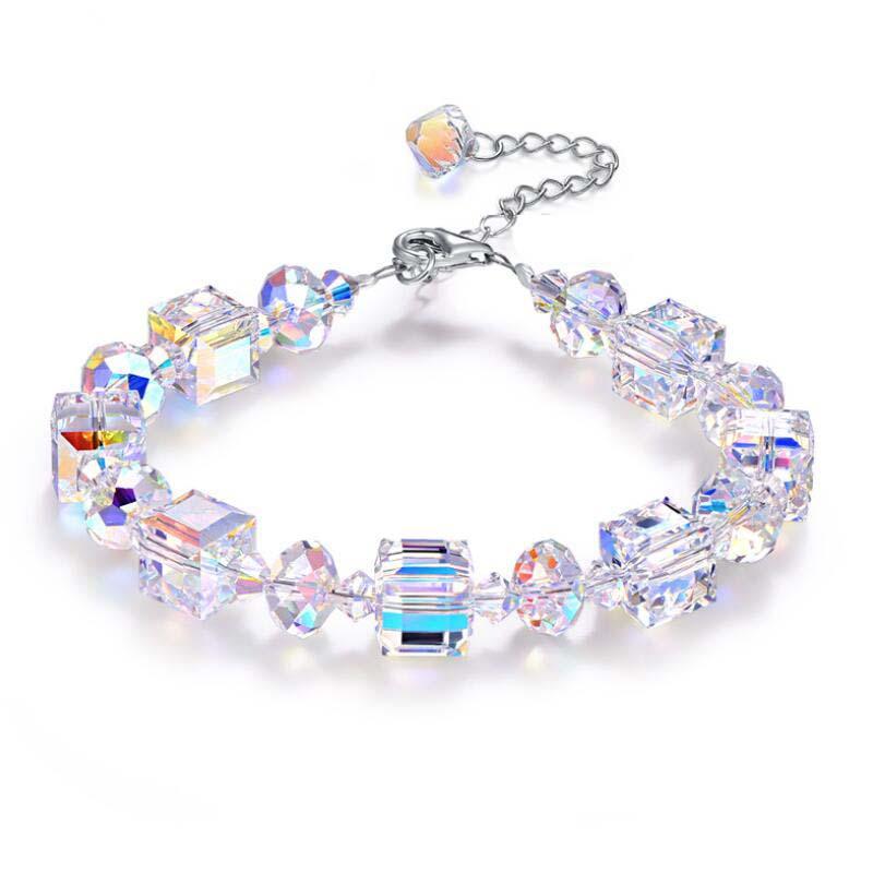 

2020 Fashion Colorful Shine Square Crystal Stone Bracelets for Women Girls Party Dress Accessories Jewelry Valentine's Day Gifts