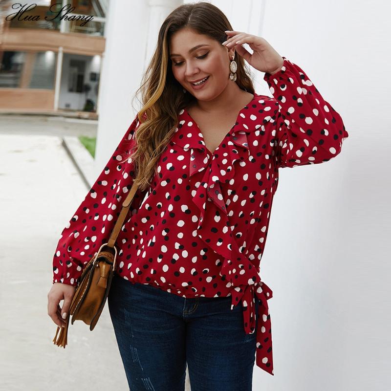 

Polka Dot Blouse Women Summer V Neck Long Sleeve Ruffles Chiffon Blouse Shirt Plus Size Loose Oversized Ladies Tunic Tops, Army green