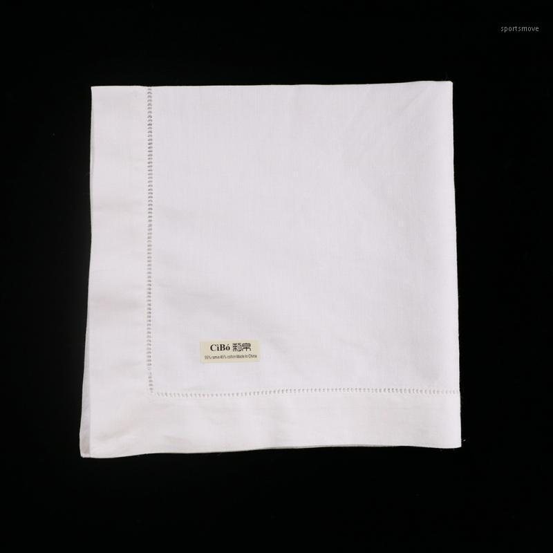 

N001-20 : 120 pieces White Ramie Cotton Blend Napkins Ladder Hemstitch Cloth Dinner Napkin1