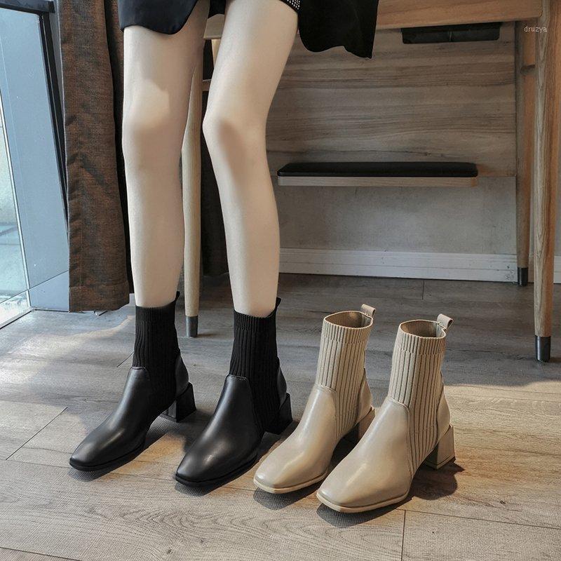 

Brand Women's Shoes Rubber Boots Booties Ladies Boots-women Fashion Rain Med Autumn 2020 Ankle Stockings Rome Solid1