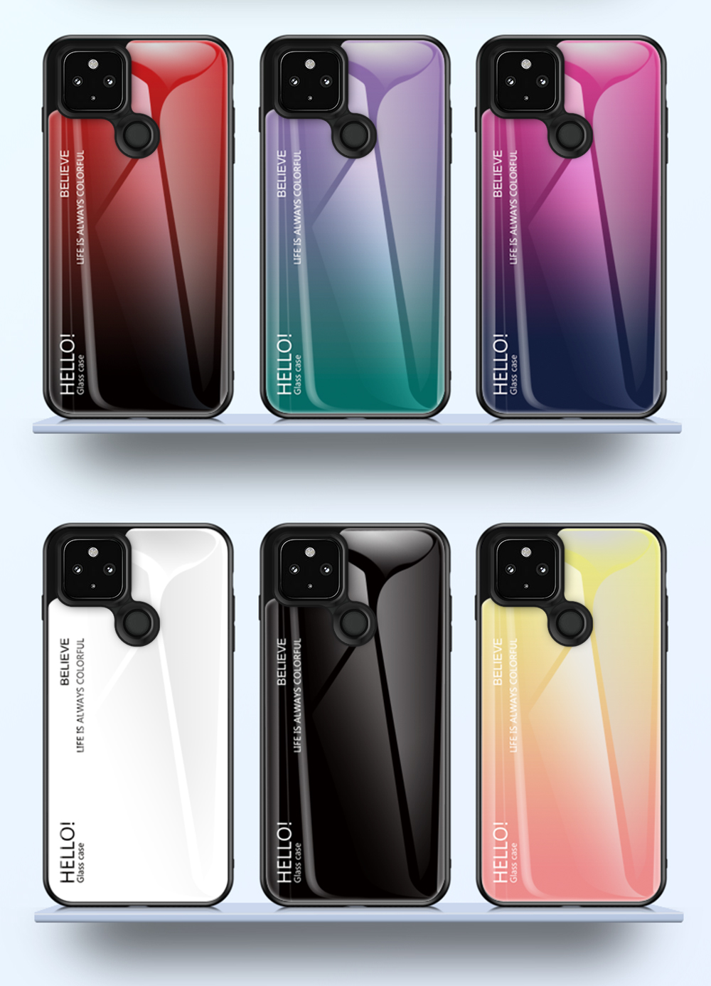 

For Google Pixel 5 2 3 3A 4 XL Tempered Glass Case Colorful Soft TPU Gel Skin Google Pixel 4a 5G phone cover