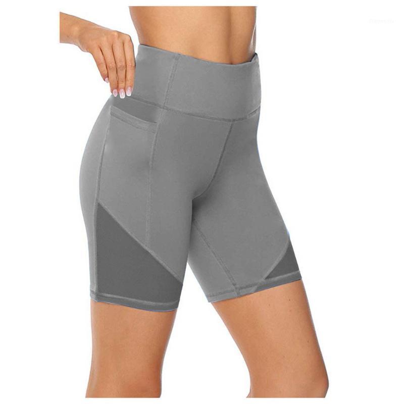 

Oversize Female Fast Dry High Elasticity Yoga Shorts With Double Pockets Pure Colors Soft Airy Non-Slip Yoga Pants Cloth1, Bu