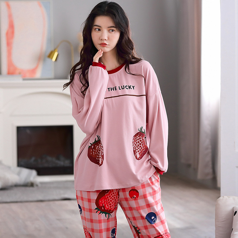 

Autumn Avocado Green Pajamas Set for Women Winter Warm Silk Kawaii Sleepwear 100% Cotton Atoff Home Satin Soft Nightwear, Black;red