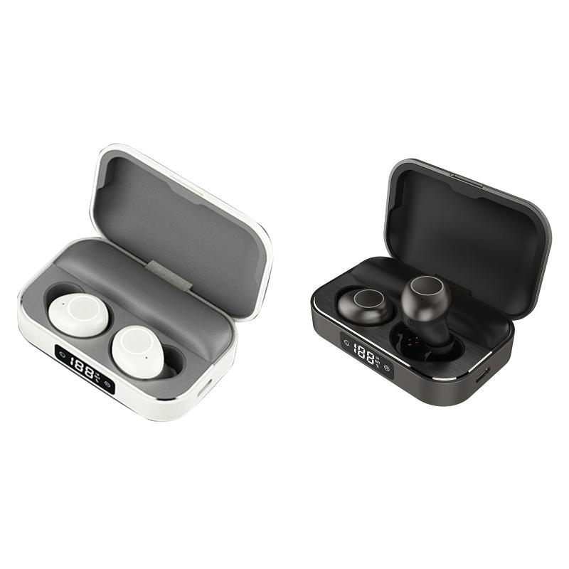 

Bluetooth 5.0 Earbud Type Tws Digital Display Wireless Waterproof Sports Hifi Stereo Bluetooth Headset, White