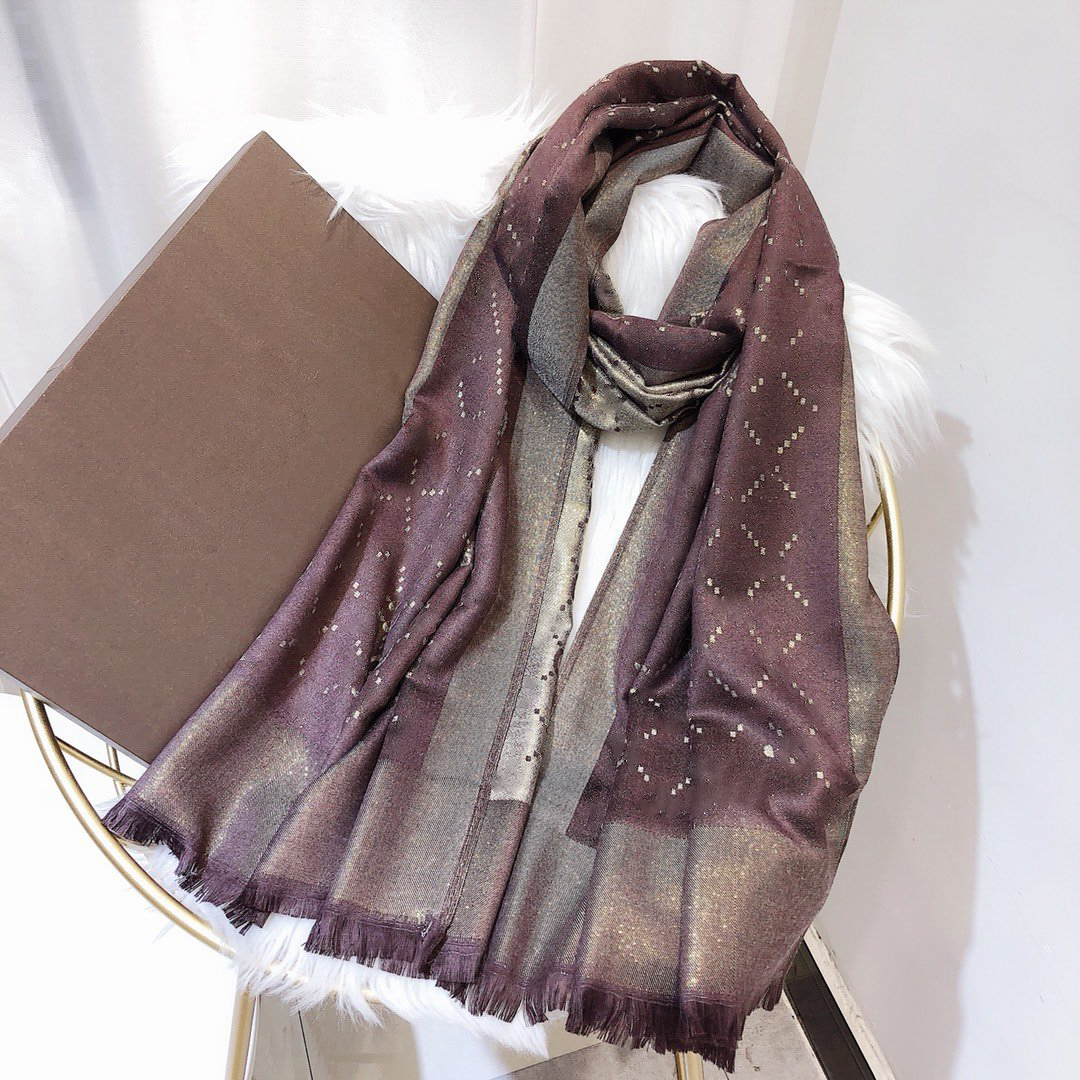 

7 Color Wholesale Top Womens brand Single Layer Silk Chiffon Wraps Soft Long Designer Shawl luxury scarves bandana Lattice Letters 180*70CM, Blue;gray