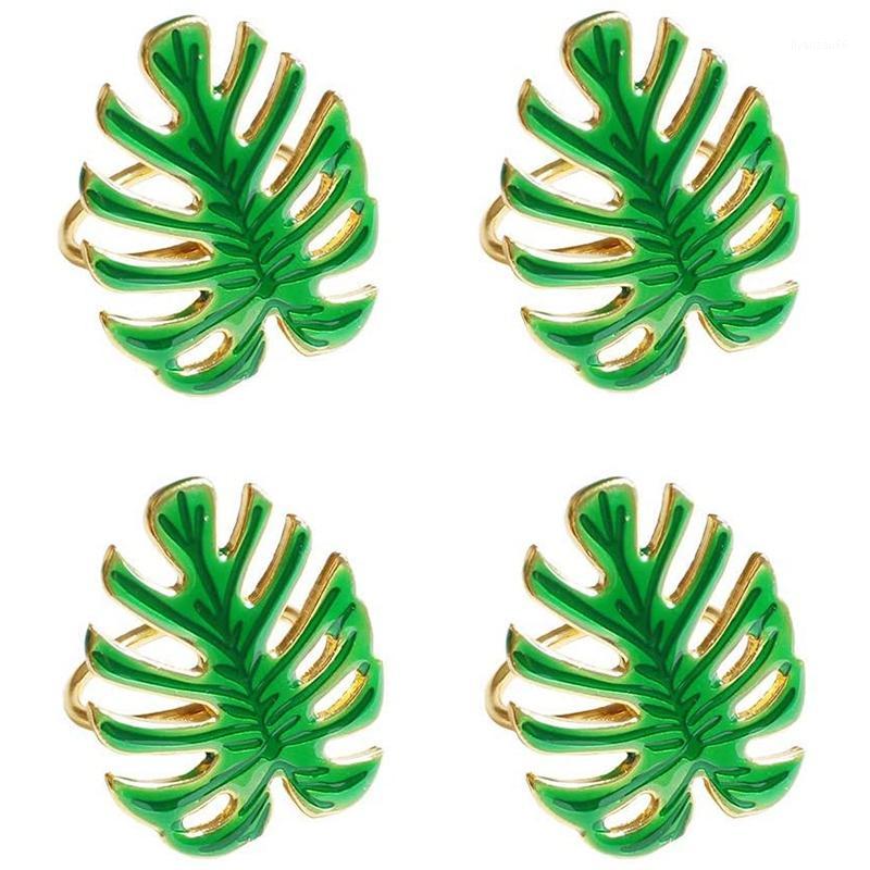 

A Set of 4 Napkin Rings, Green Leaf Napkin Holder, Can Be Used for Dinner, Wedding, Family Party or Daily Use1