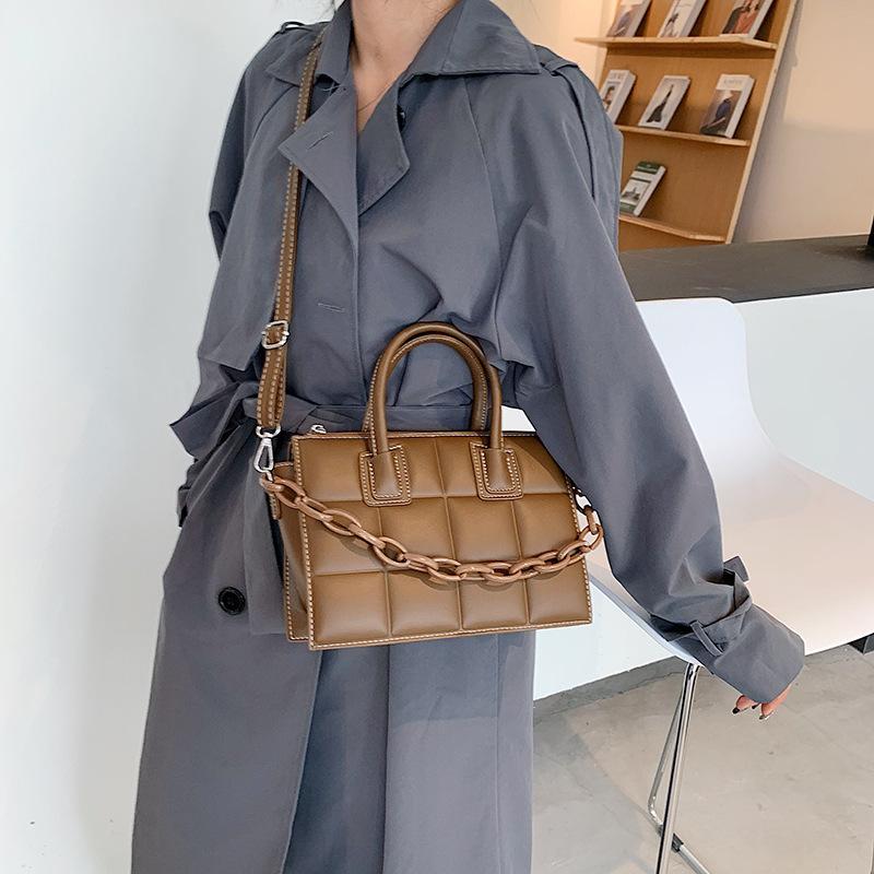 

2021 Spring PU Leather New Fashion Women's Designer Shoulder Crossbody Bag Lady Chain Lattice Totes Handbags Fashion, 04