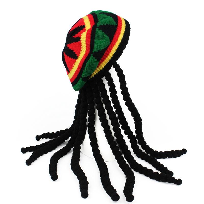 

Hip Hop Cap Knitted Wig Braid Hat Mens Winter Cap Men Winter, Black