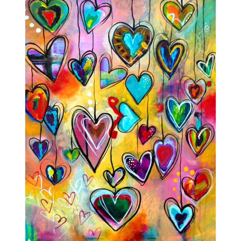 

5D DIY Full Square diamond painting "Coloured Heart" Cross Stitch Rhinestone Embroidery Mosaic home decor gift KBL