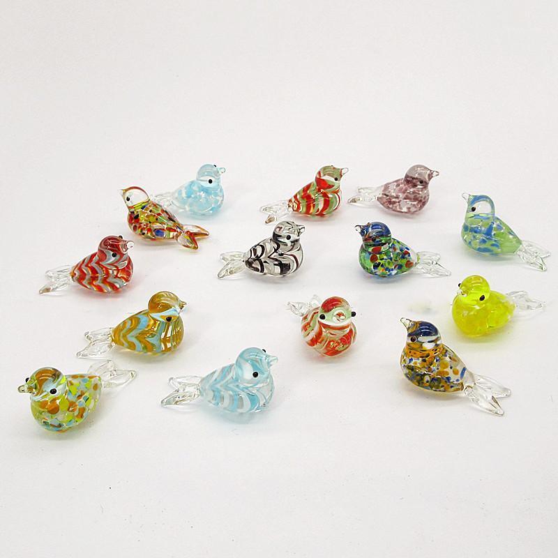 

Custom handmade mini Thumb size design glass bird figurine Easter colorful lovely animal ornament home garden decor accessories1