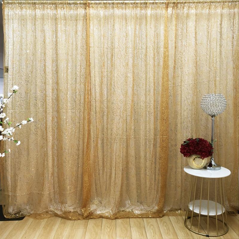 

2020 June New Arrival 3m Hx 3mW Hot Sale White Silk Gold Sequin Mesh Curtain Drape Wedding Backdrop1, As pic