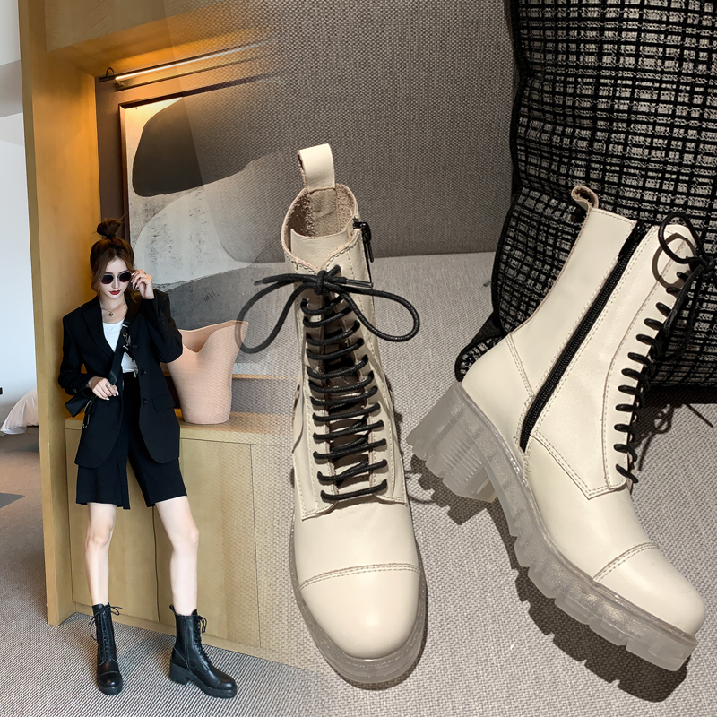 

2020 Leather Natural Celebrity Platform Transparent Thin Boots 2nkn, Beige